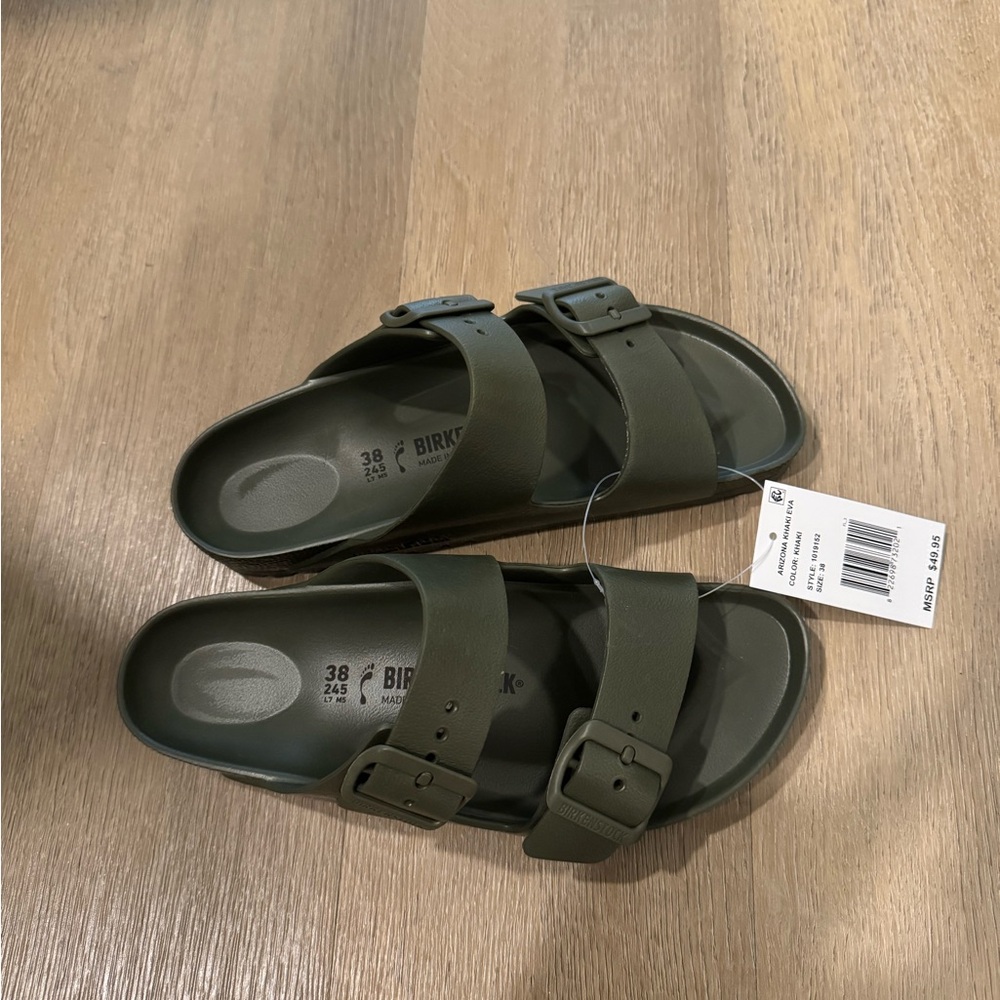 Birkenstocks Eva Slides in Khaki
